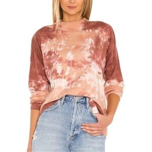 We The Free Pink and Brown Tie-Dye Long Sleeve Top